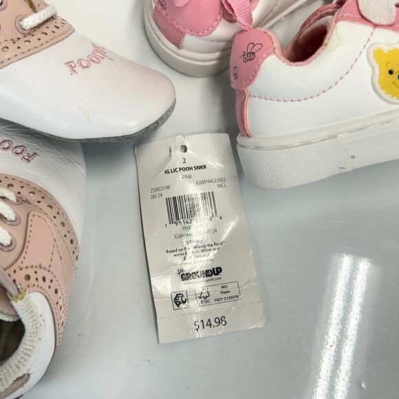 2 pair Baby Girl Vacation Shoes Size 2 DISNEY Pooh & FOOTJOY Saddle Golf Pink - Picture 12 of 13